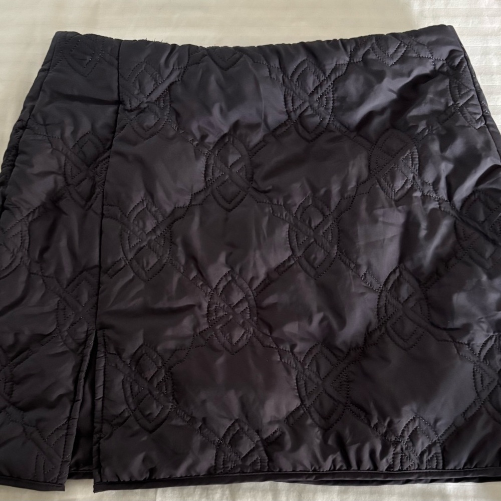 DAILY PAPER Quilted Geometric Short Pencil Skirt Black Zip Lined Slit Size M
